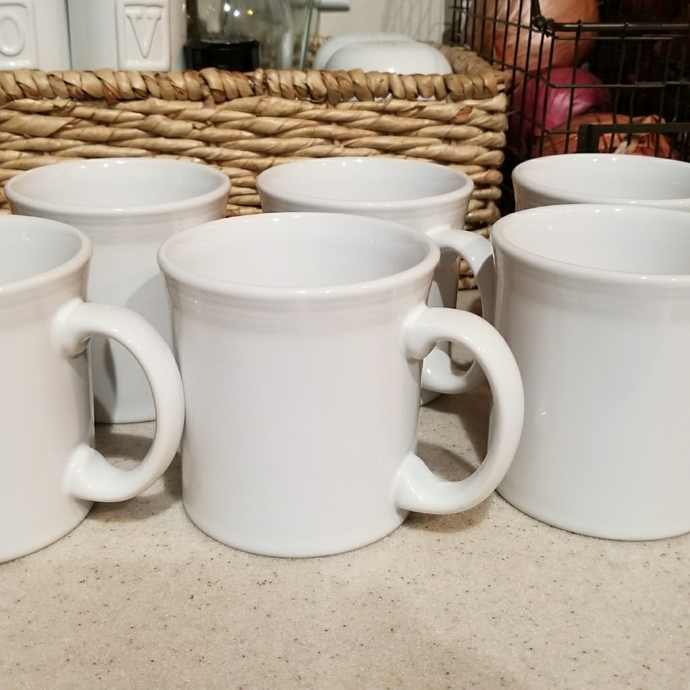 Set of 6 White Fiestaware Java Mugs